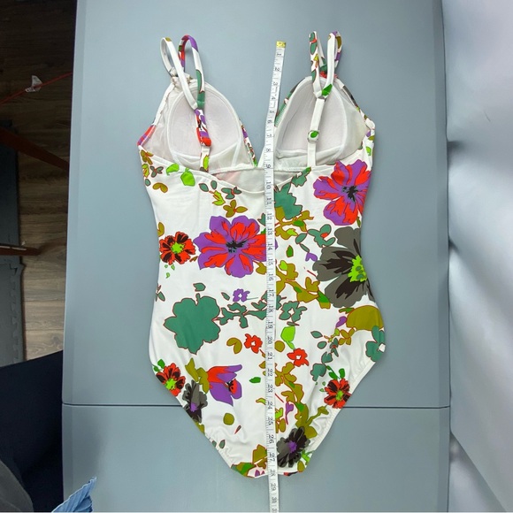 Women's One Piece Slimming V-neck Floral Print Swimwear Sz 12 - Picture 11 of 13